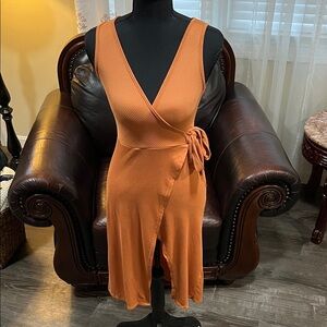 See You Monday Terracotta Wrap High Low Dress